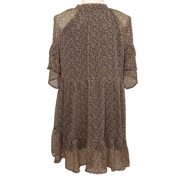 🆕 Lulus Babe Date Black Floral Print Tiered Short Sleeve Babydoll Dress - Picture 4 of 9